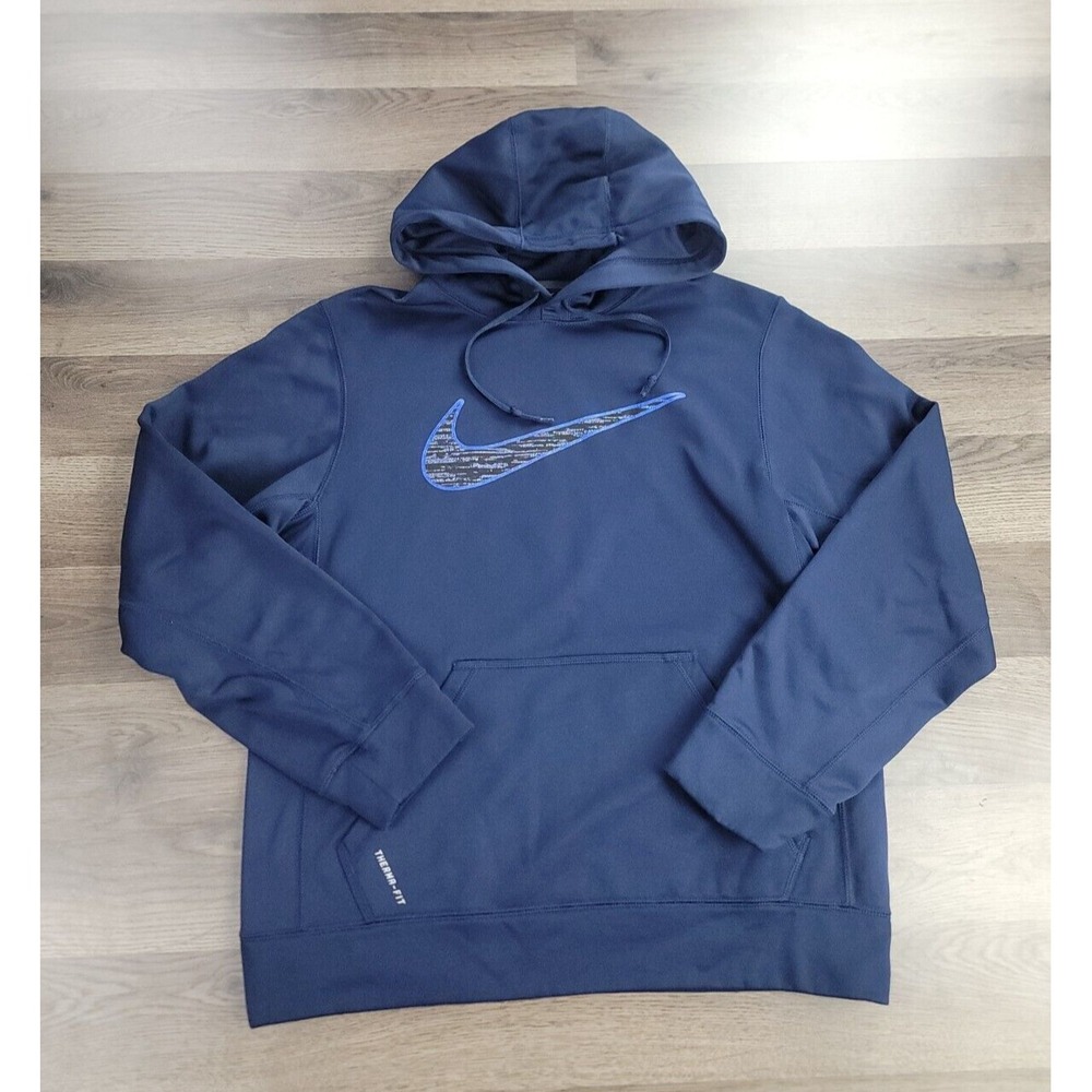 Nike Mens Sweatshirt Hoodie Small Long Sleeve Outdoor Therma Fit Pocket Blue